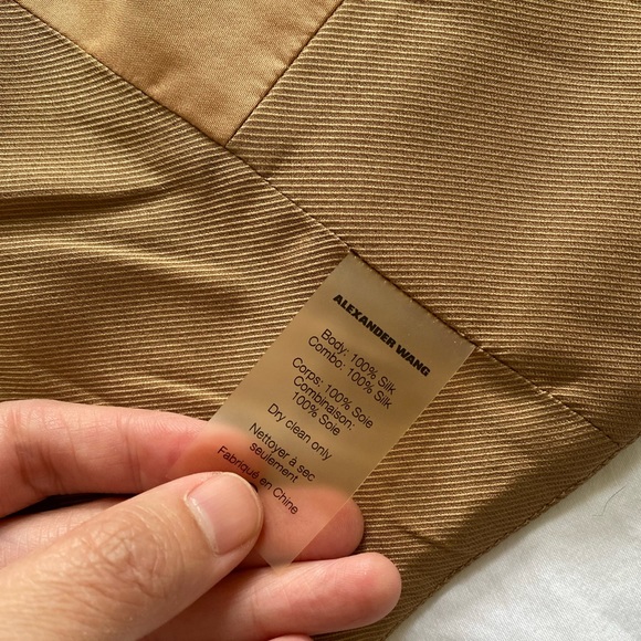 Alexander Wang 100% silk camel butter crop tube top Petite - Picture 6 of 6